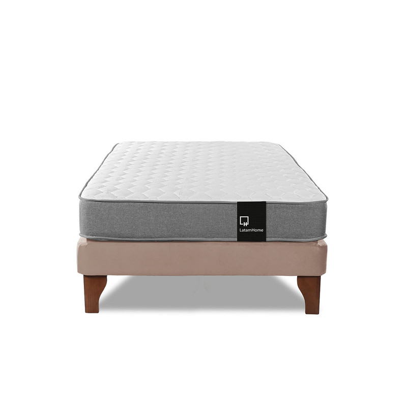 Cama Europea Zen Best 1.5 Plaza Colchon Resortes Base DivididaTela Beige - 4