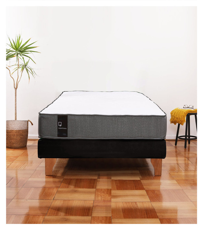 Cama Europea Zen Best 1.5 Plaza Colchon Resortes Base Dividida Tela Negro - 1