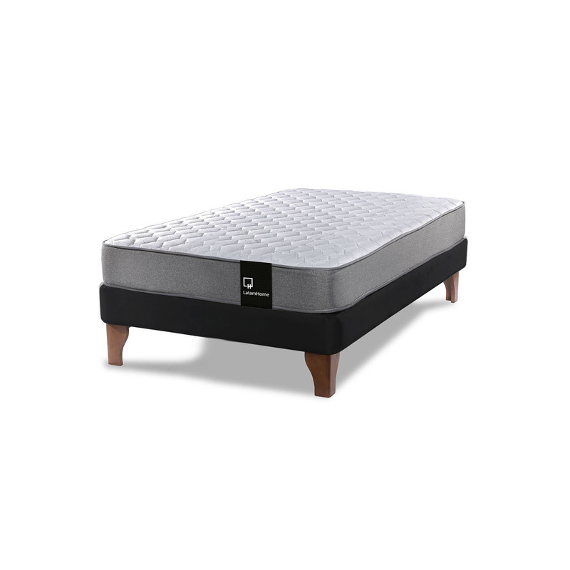 Cama Europea Zen Best 1.5 Plaza Colchon Resortes Base Dividida Tela Negro - 2