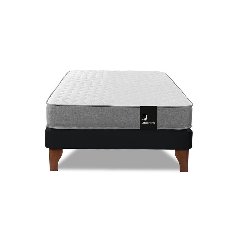 Cama Europea Zen Best 1.5 Plaza Colchon Resortes Base Dividida Tela Negro - 4
