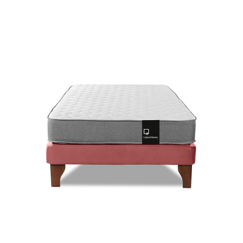 Cama Europea Zen Best 1.5 Plaza Colchon Resortes Base Dividida Tela Palo Rosa - 4