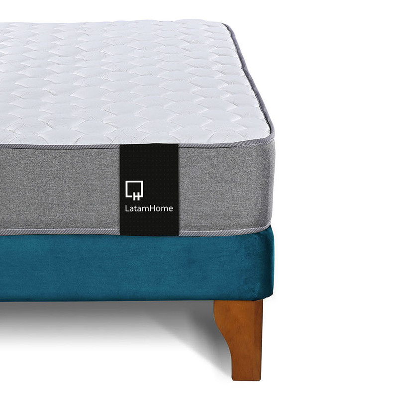 Cama Europea Zen Best 1.5 Plaza Colchon Resortes Base Dividida Tela Azul - 6
