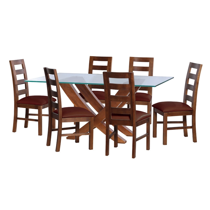 JUEGO DE COMEDOR ALICANTE 6 SILLAS GRANADA  PU CHOCOLATE - 1