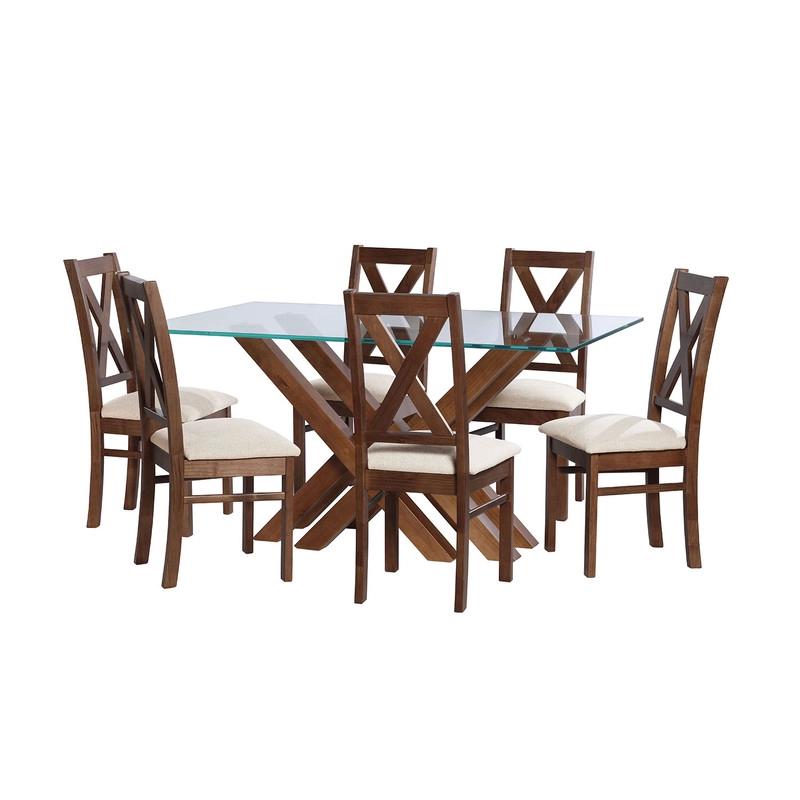 JUEGO DE COMEDOR MERIDA 6 SILLAS SEGOVIA LINO BLANCO - 1