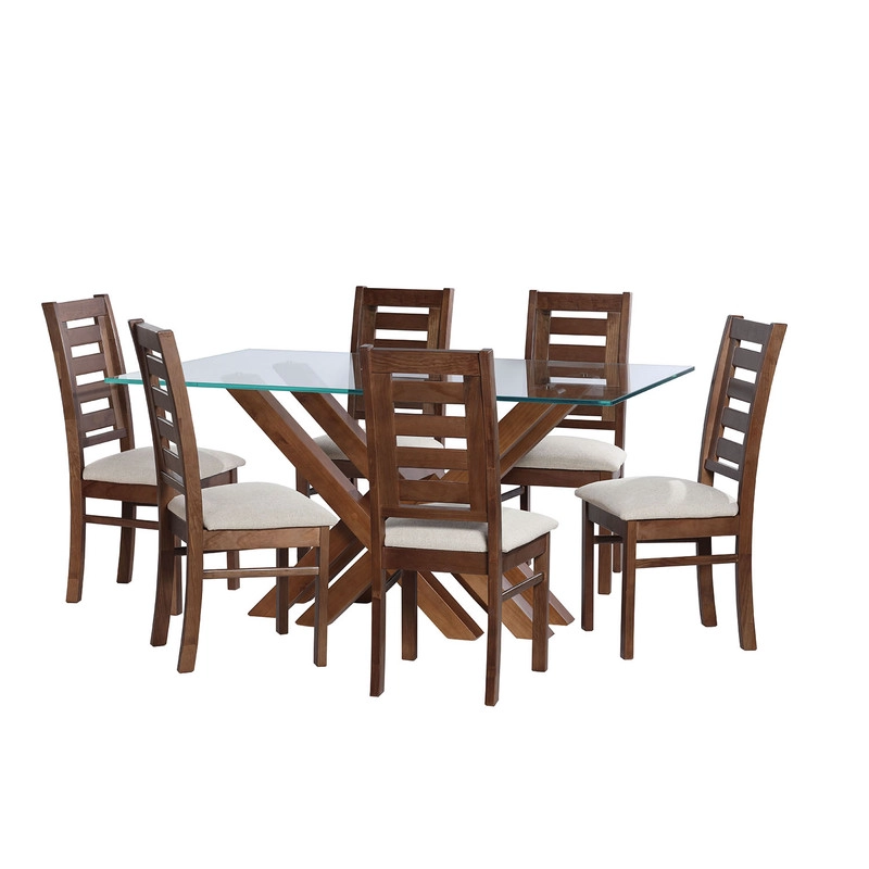 JUEGO DE COMEDOR MERIDA 6 SILLAS MURCIA LINO BLANCO - 1