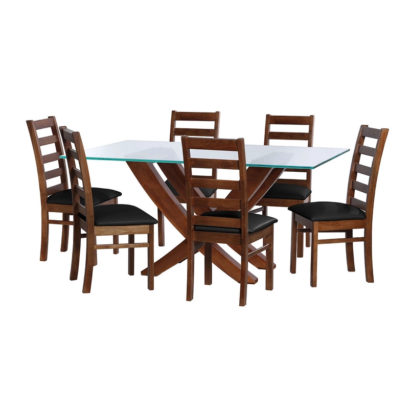 JUEGO DE COMEDOR ALICANTE 6 SILLAS BURGOS PU NEGRO - 1