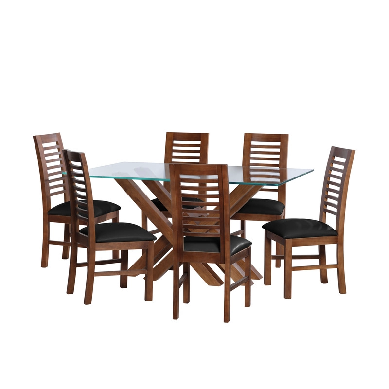 JUEGO DE COMEDOR MERIDA 6 SILLAS SALAMANCA PU NEGRO - 1