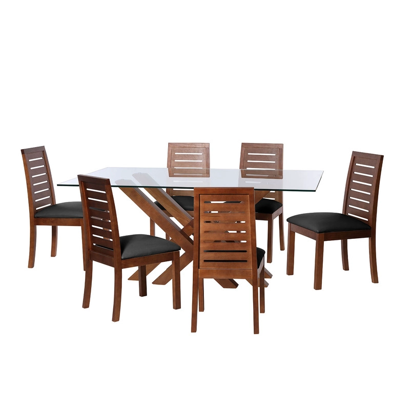 JUEGO DE COMEDOR MERIDA 6 SILLAS TENERIFE PU NEGRO - 1
