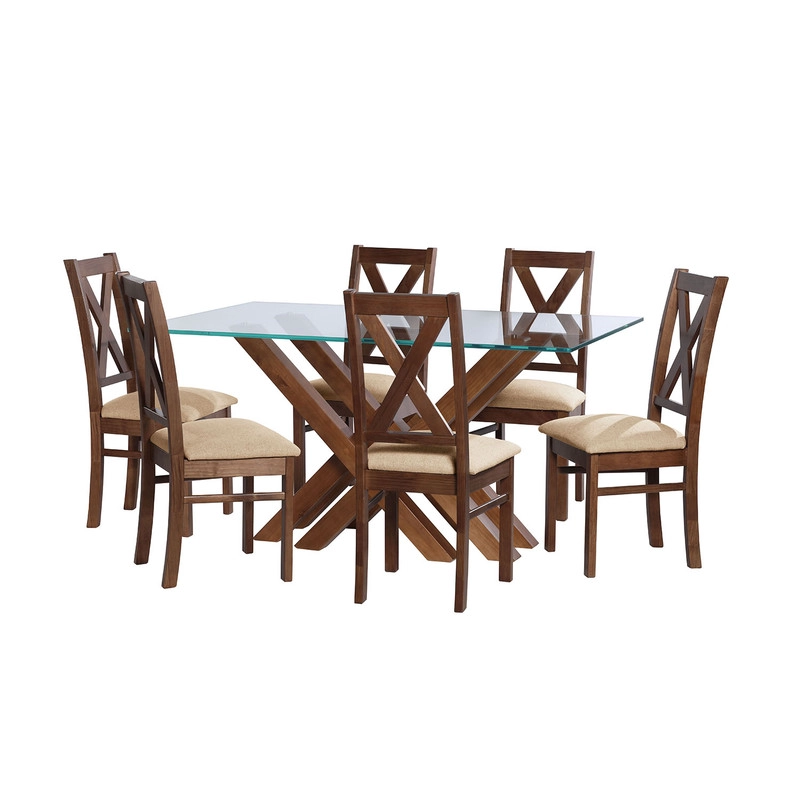 JUEGO DE COMEDOR MERIDA 6 SILLAS SEGOVIA LINO NATURAL - 1