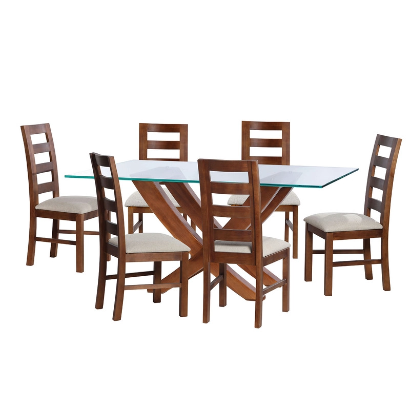 JUEGO DE COMEDOR ALICANTE 6 SILLAS GRANADA LINO BLANCO - 1