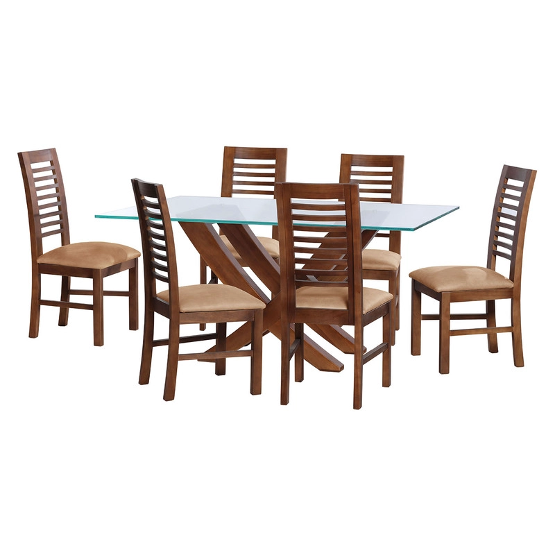 JUEGO DE COMEDOR ALICANTE 6 SILLAS SALAMANCA CUERO KENTUCKY  BEIGE - 1