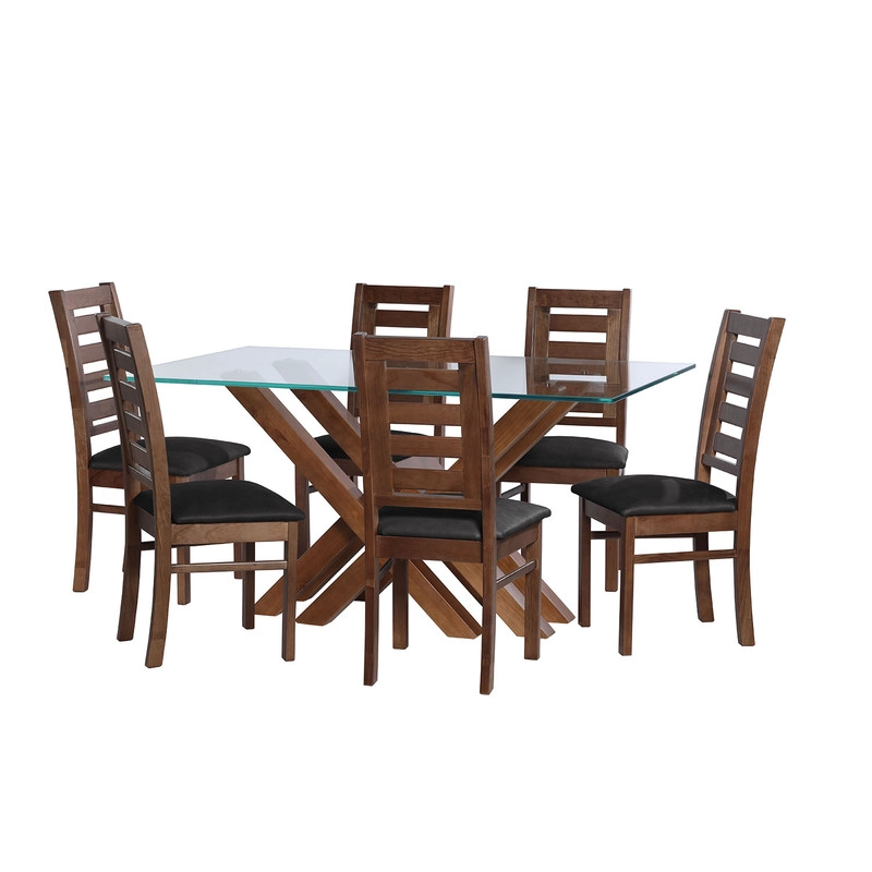 JUEGO DE COMEDOR MERIDA 6 SILLAS MURCIA CUERO KENTUCKY NEGRO - 1
