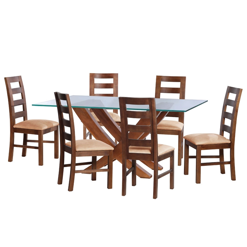 JUEGO DE COMEDOR ALICANTE 6 SILLAS GRANADA CUERO KENTUCKY  BEIGE - 1