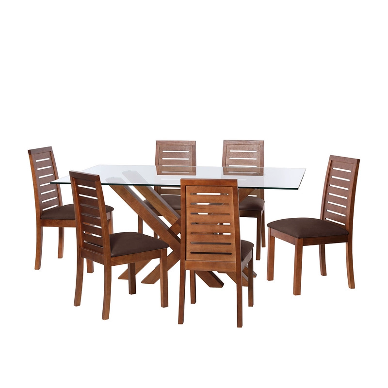 JUEGO DE COMEDOR MERIDA 6 SILLAS TENERIFE CUERO KENTUCKY CAFE MORO - 1