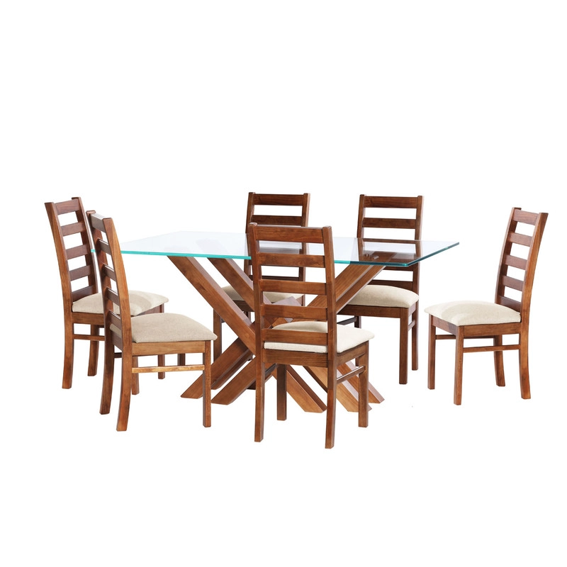 JUEGO DE COMEDOR MERIDA 6 SILLAS BURGOS LINO BLANCO - 1