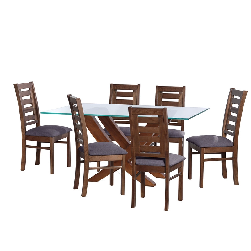 JUEGO DE COMEDOR ALICANTE 6 SILLAS MURCIA LINO GRIS OSCURO - 1