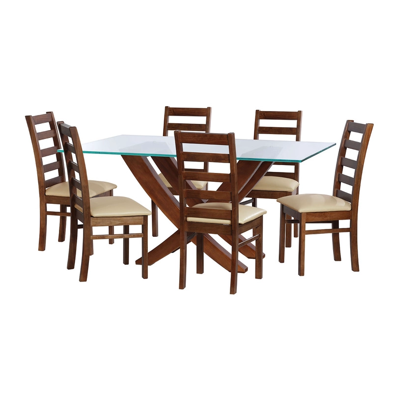 JUEGO DE COMEDOR ALICANTE 6 SILLAS BURGOS PU BEIGE - 1