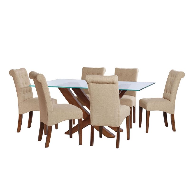 JUEGO DE COMEDOR ALICANTE 6 SILLAS OVIEDO LINO NATURAL - 1