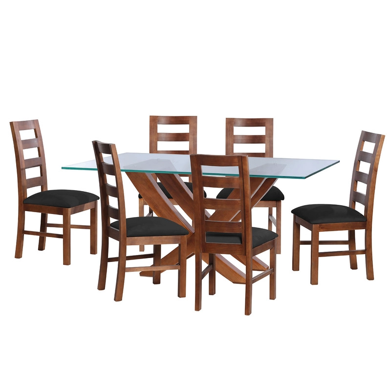 JUEGO DE COMEDOR ALICANTE 6 SILLAS GRANADA  TELA VELVET NEGRO - 1