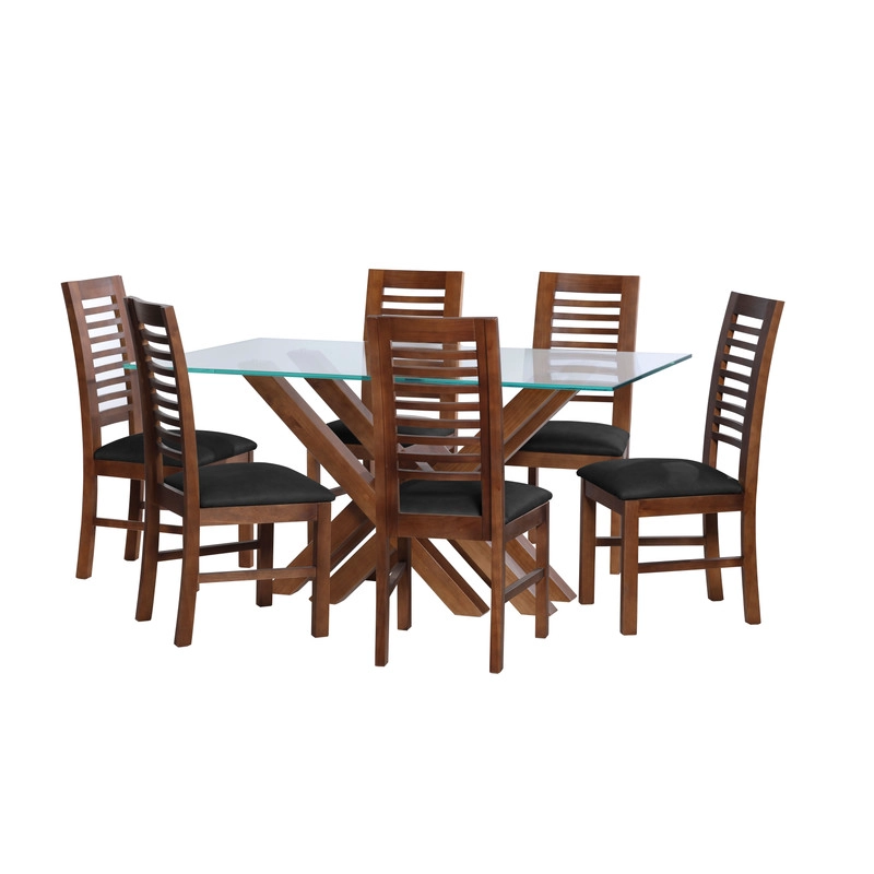 JUEGO DE COMEDOR MERIDA 6 SILLAS SALAMANCA CUERO KENTUCKY NEGRO - 1