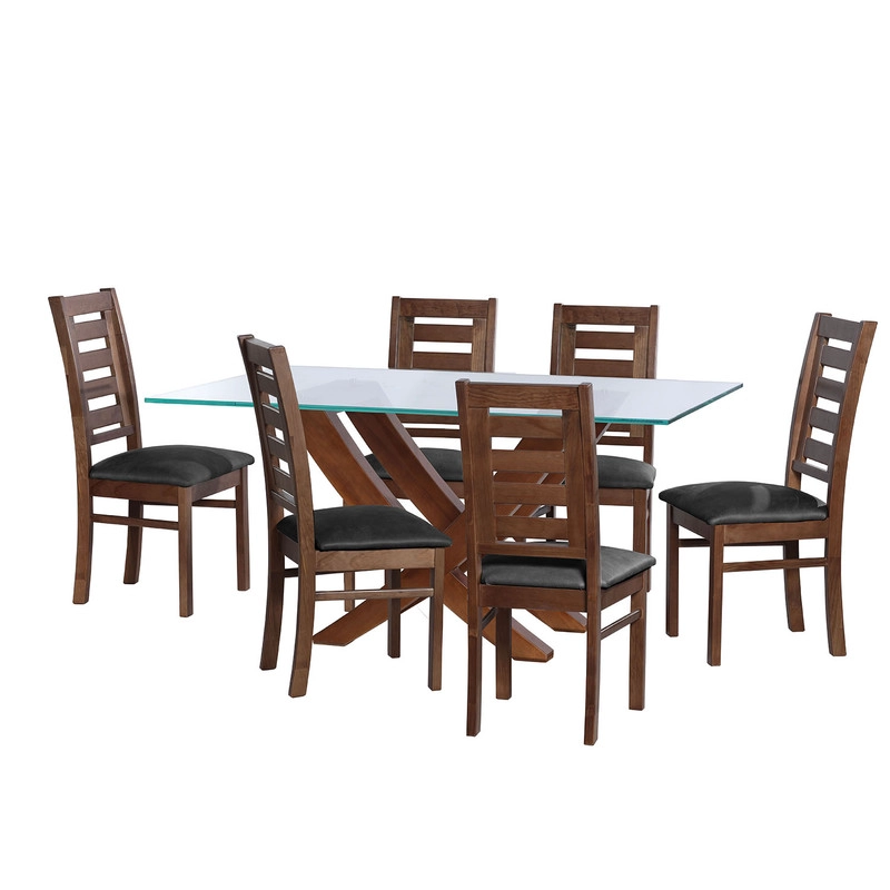 JUEGO DE COMEDOR ALICANTE 6 SILLAS MURCIA CUERO KENTUCKY NEGRO - 1