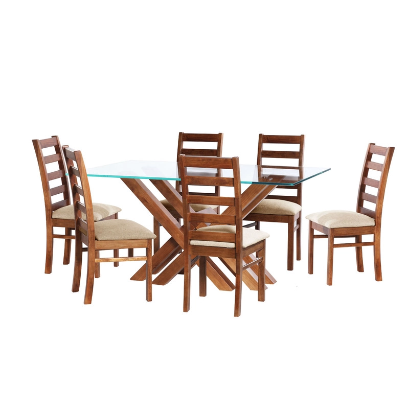 JUEGO DE COMEDOR MERIDA 6 SILLAS BURGOS LINO NATURAL - 1