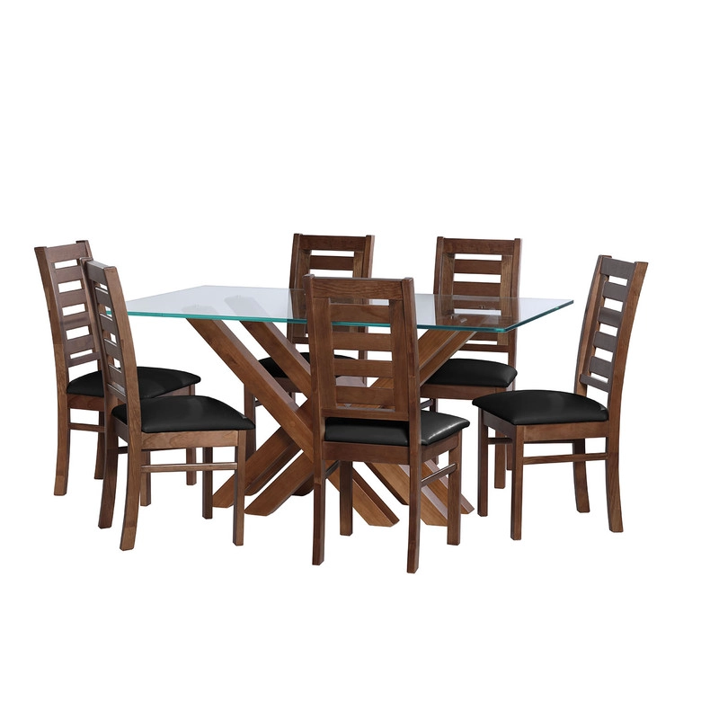 JUEGO DE COMEDOR MERIDA 6 SILLAS MURCIA PU NEGRO - 1