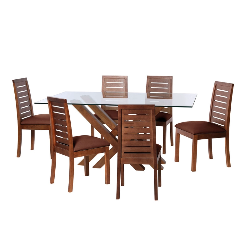 JUEGO DE COMEDOR MERIDA 6 SILLAS TENERIFE PU CHOCOLATE - 1