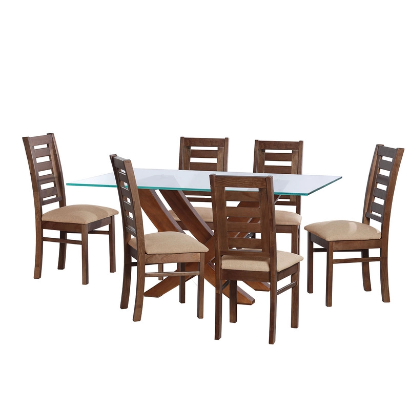 JUEGO DE COMEDOR ALICANTE 6 SILLAS MURCIA LINO NATURAL - 1