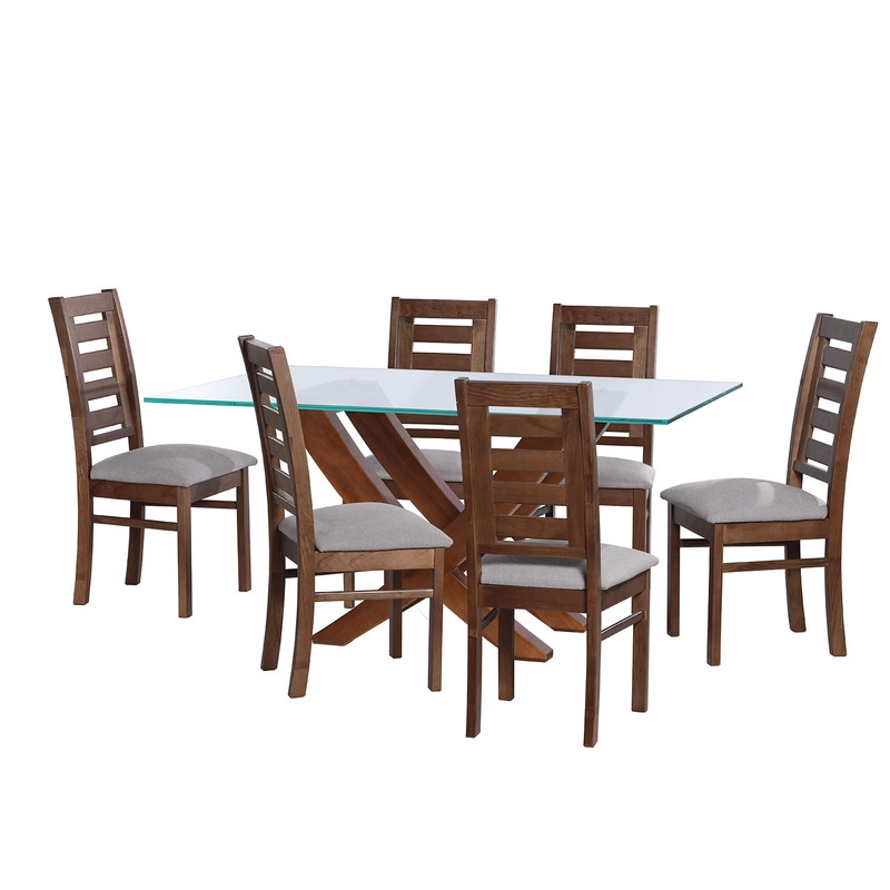 JUEGO DE COMEDOR ALICANTE 6 SILLAS MURCIA LINO GRIS CLARO - 1