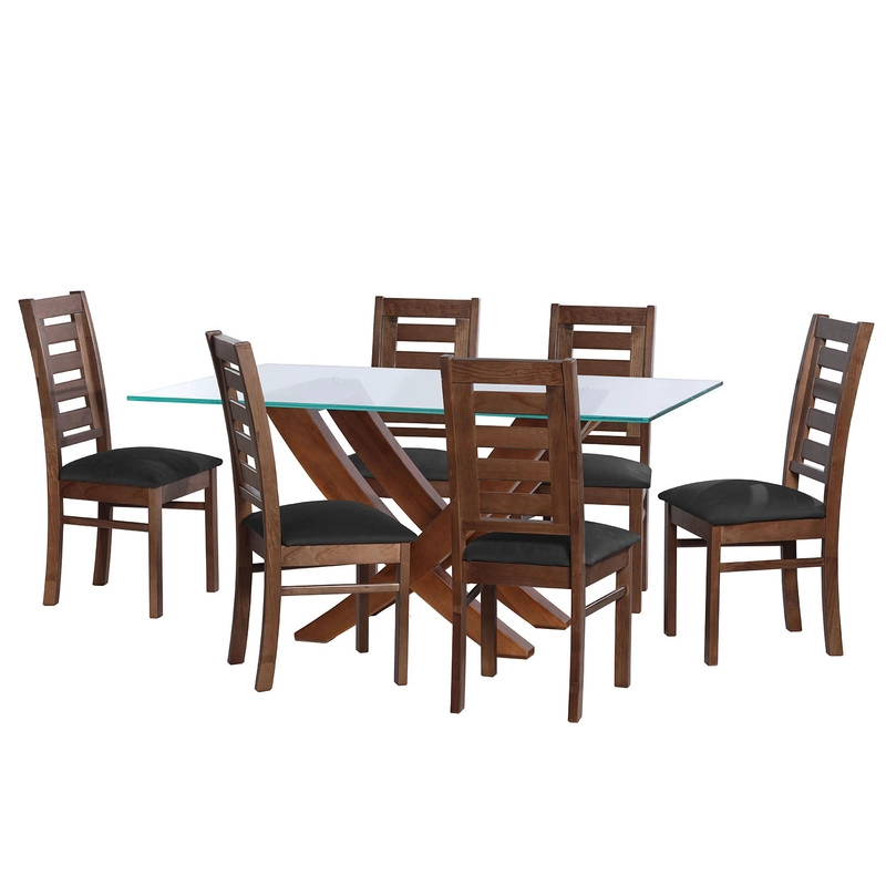 JUEGO DE COMEDOR ALICANTE 6 SILLAS MURCIA TELA VELVET NEGRO - 1