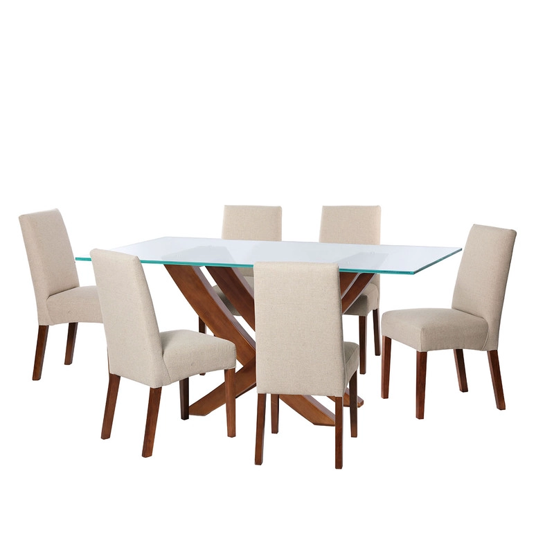 JUEGO DE COMEDOR ALICANTE 6 SILLAS CADIZ LINO BLANCO - 1