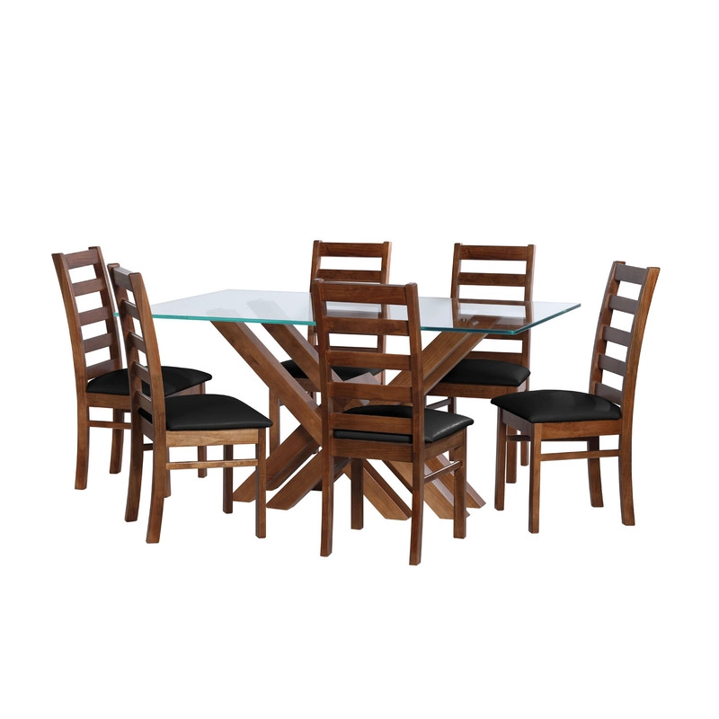 JUEGO DE COMEDOR MERIDA 6 SILLAS BURGOS PU NEGRO - 1