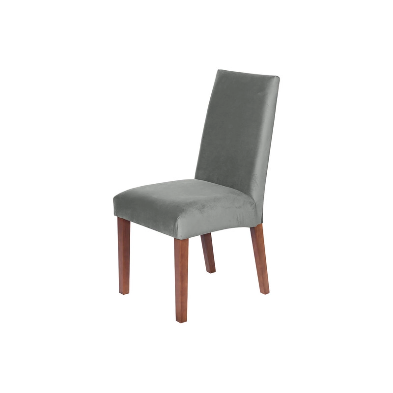 JUEGO DE COMEDOR MERIDA 6 SILLAS CADIZ TELA VELVET GRIS - 5