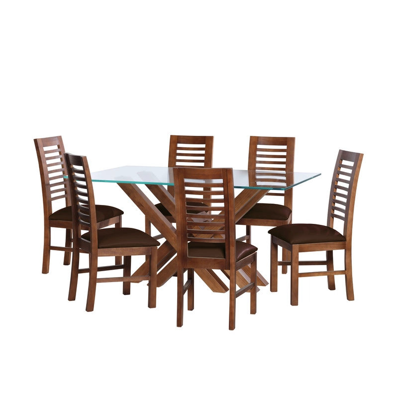 JUEGO DE COMEDOR MERIDA 6 SILLAS SALAMANCA PU CHOCOLATE - 1