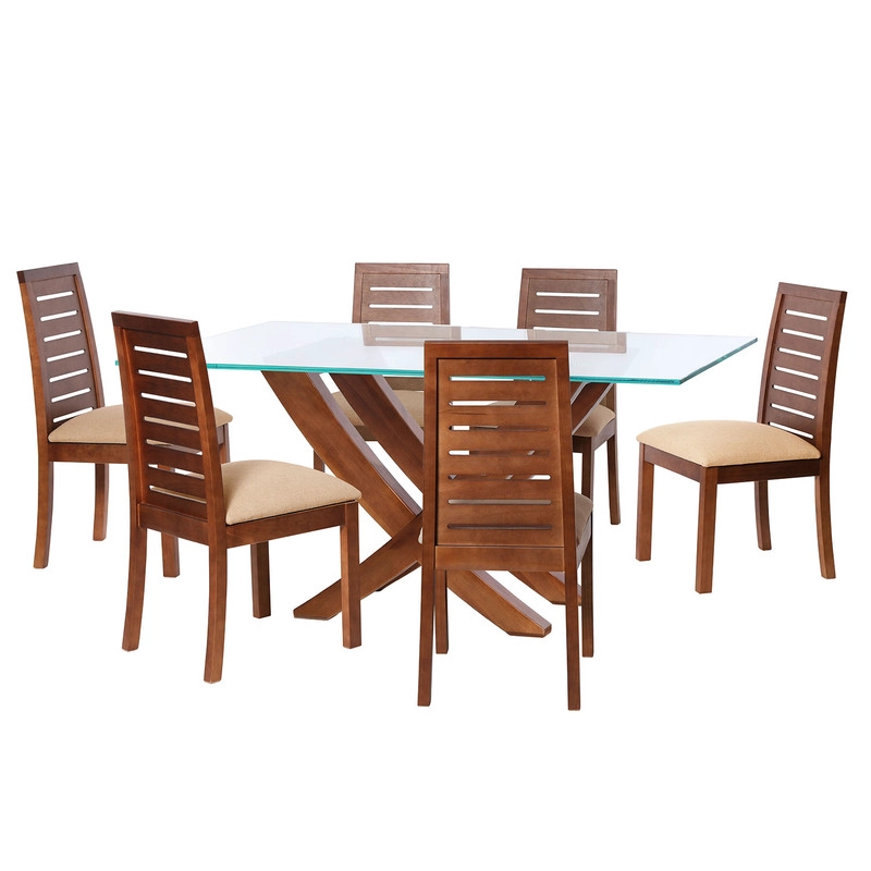 JUEGO DE COMEDOR ALICANTE 6 SILLAS TENERIFE LINO NATURAL - 1