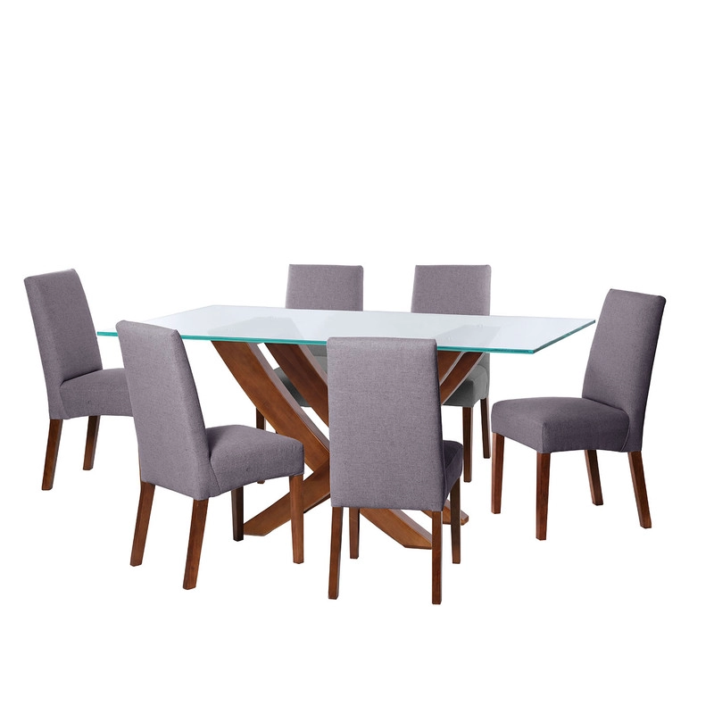 JUEGO DE COMEDOR ALICANTE 6 SILLAS CADIZ LINO GRIS OSCURO - 1