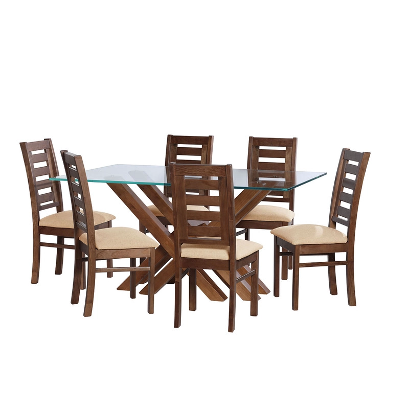 JUEGO DE COMEDOR MERIDA 6 SILLAS MURCIA LINO NATURAL - 1