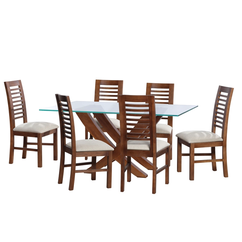 JUEGO DE COMEDOR ALICANTE 6 SILLAS SALAMANCA LINO BLANCO - 1