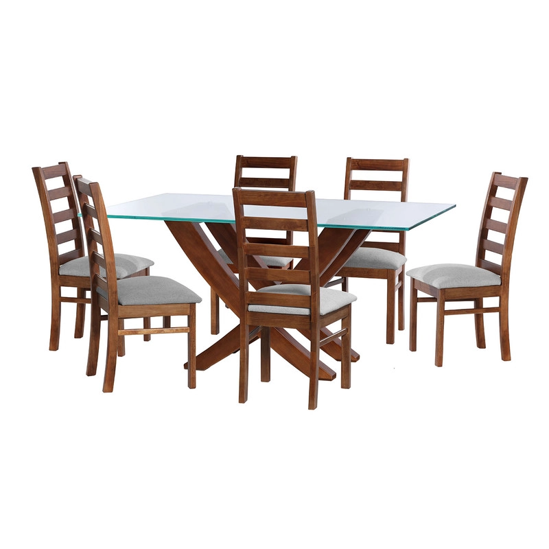 JUEGO DE COMEDOR ALICANTE 6 SILLAS BURGOS LINO GRIS CLARO - 1