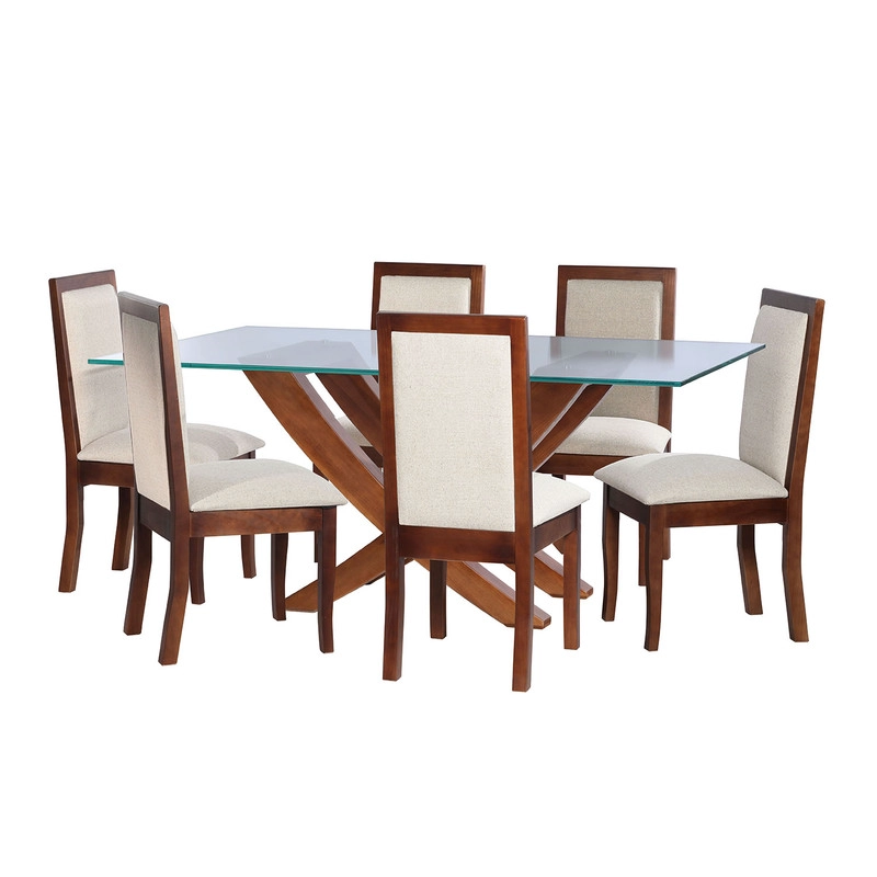 JUEGO DE COMEDOR ALICANTE 6 SILLAS GIRONA LINO BLANCO - 1