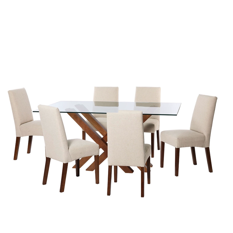 JUEGO DE COMEDOR MERIDA 6 SILLAS CADIZ LINO BLANCO - 1