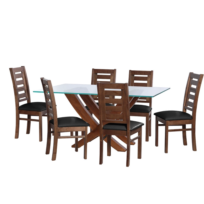 JUEGO DE COMEDOR ALICANTE 6 SILLAS MURCIA PU NEGRO - 1