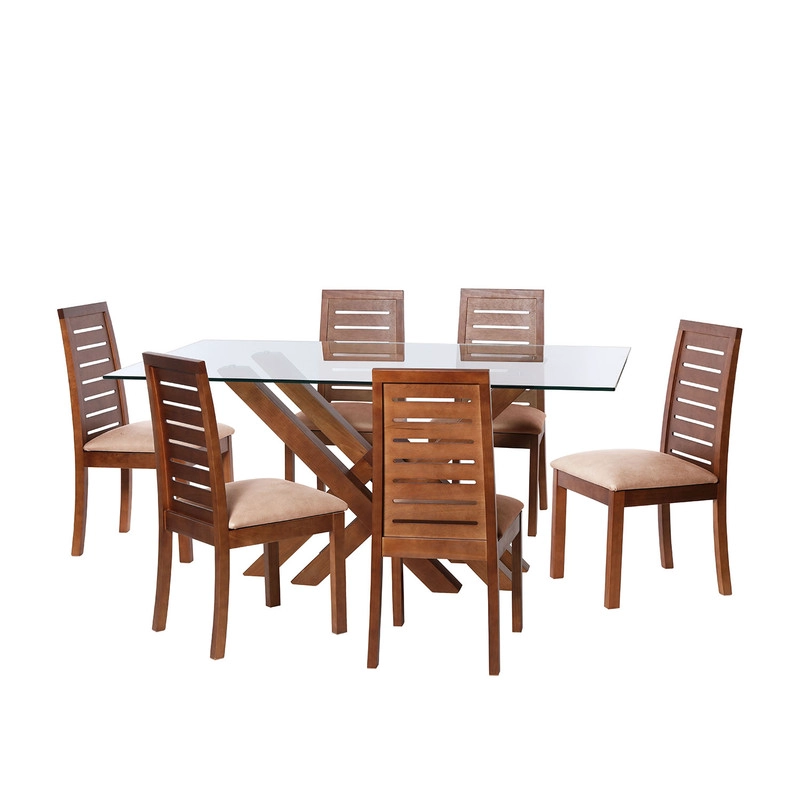 JUEGO DE COMEDOR MERIDA 6 SILLAS TENERIFE CUERO KENTUCKY  BEIGE - 1