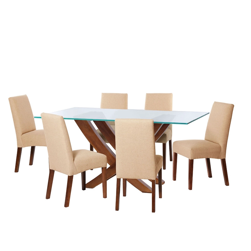 JUEGO DE COMEDOR ALICANTE 6 SILLAS CADIZ LINO NATURAL - 1
