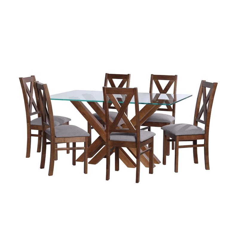 JUEGO DE COMEDOR MERIDA 6 SILLAS SEGOVIA LINO GRIS CLARO - 1