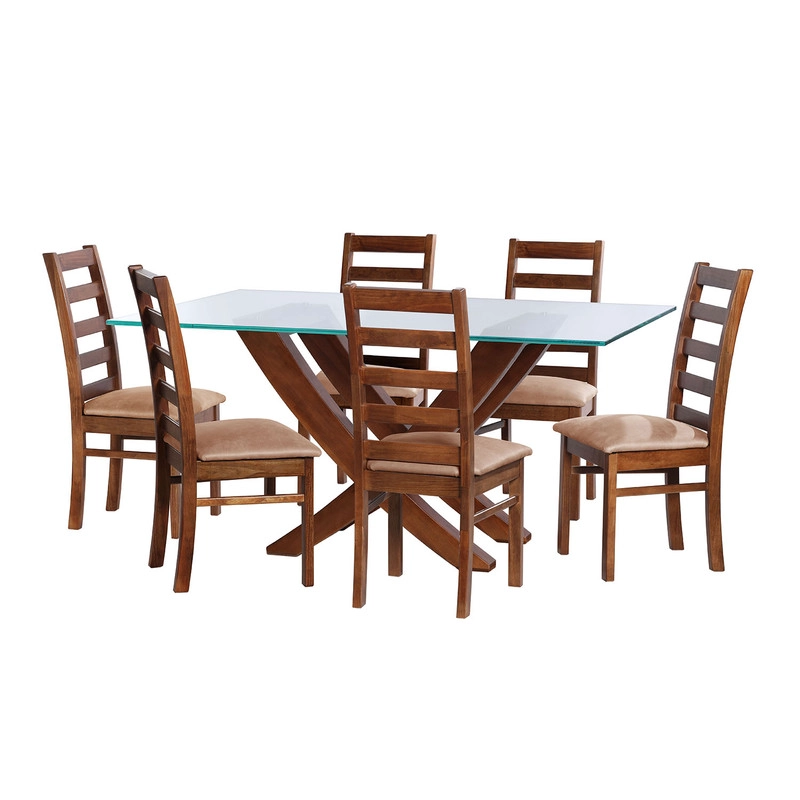 JUEGO DE COMEDOR ALICANTE 6 SILLAS BURGOS CUERO KENTUCKY  BEIGE - 1