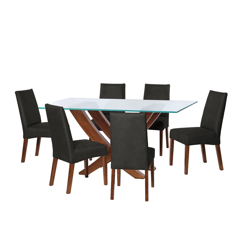 JUEGO DE COMEDOR ALICANTE 6 SILLAS CADIZ CUERO KENTUCKY NEGRO - 1