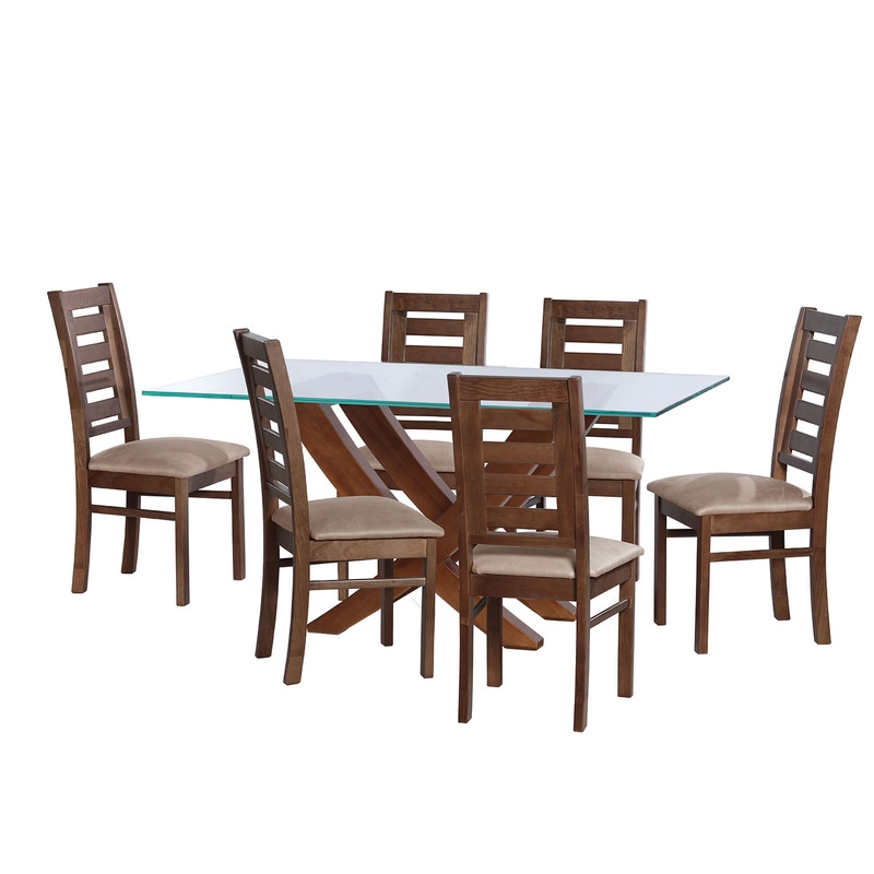 JUEGO DE COMEDOR ALICANTE 6 SILLAS MURCIA CUERO KENTUCKY  BEIGE - 1