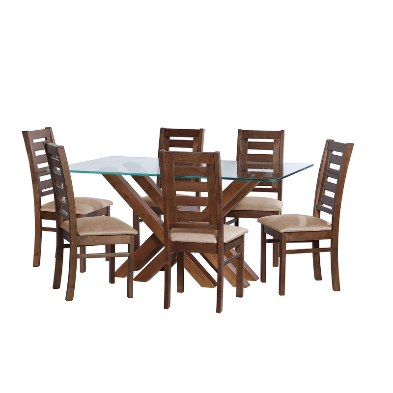 JUEGO DE COMEDOR MERIDA 6 SILLAS MURCIA CUERO KENTUCKY  BEIGE - 1